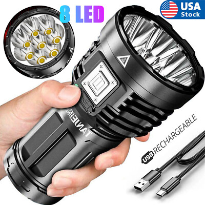 #ad Super Bright 12000000LM Torch 8 LED Flashlight USB Rechargeable Tactical lights $10.56
