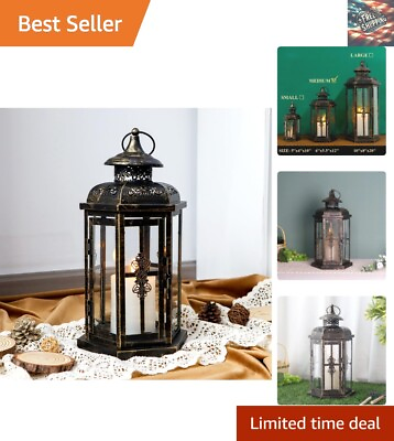 #ad Outdoor Indoor Vintage Candle Lantern Decorative Metal Holder for Ambiance $71.79