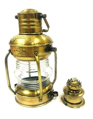 #ad Brass Antique Anchor Oil Lamp Maritime Ship Lantern Boat Light $104.49