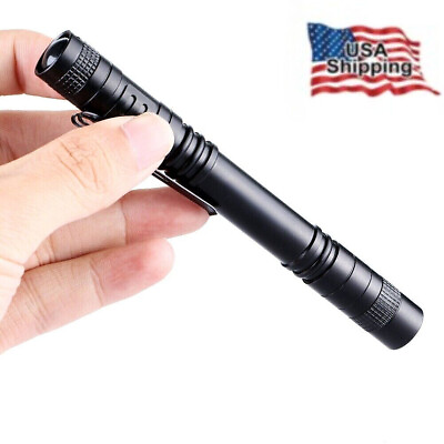 #ad 1 5 10 pcs Mini Pocket LED Flashlight Torch Penlight AAA Light Clip Portable USA $10.22