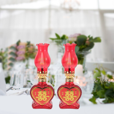 #ad 2 Pcs Chinese Wedding Lantern Outdoor Decorations Kerosene Lamp Red $29.28