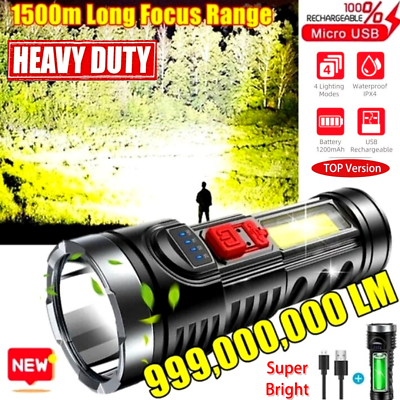 #ad Super Bright 999000000 LM LED Torch Tactical Flashlight Lantern Rechargeable US $11.97