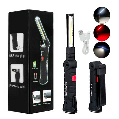 #ad #ad Magnetic Rechargeable COB LED RED Work Light Lamp Flashlight Folding Torch $6.98