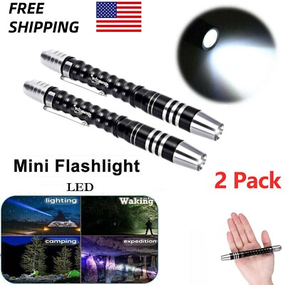 #ad #ad 2x Tactical Penlight Flashlight Small LED Torch Light Mini Super Bright Penlight $7.69