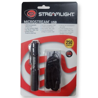 #ad Streamlight MicroStream USB Rechargeable Flashlight with 5quot; USB Cord 666001 New $32.95