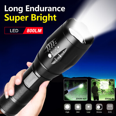#ad #ad Tactical Flashlight Super Bright Torch Lamp Adjustable Zoom Military LED Light $5.95