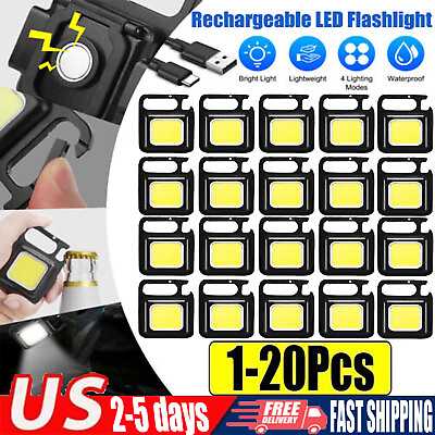 #ad #ad 50x Mini Flashlight Keychain Rechargeable Cob Waterproof Portable Led Work Light $36.99