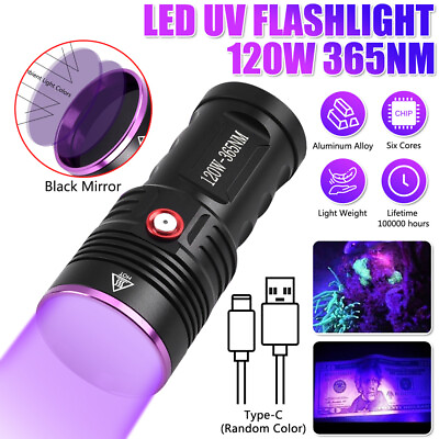 #ad Powerful 120W UV Led Flashlight 365nm Ultra Violets Ultraviolet Lanterna Torch $55.99
