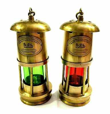 #ad 2 Unit Lantern Solid Brass Minor Oil Lamp Antique Nautical Maritime Light $57.20
