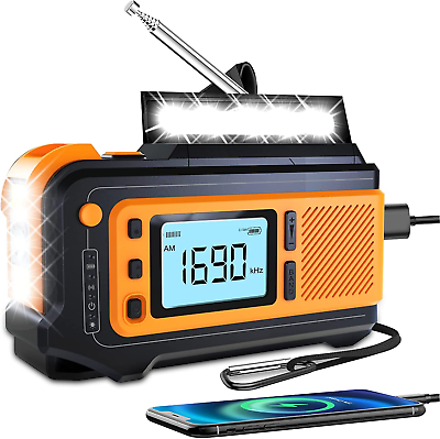 #ad 5000Mah Emergency Weather Solar Radio: Missonchoo Hand Crank AM FM NOAA Alert $38.11