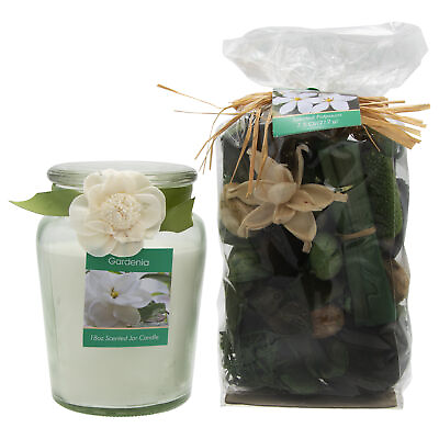 #ad Classic White Gardenia 18oz Jar Candle and Potpourri Set $17.99