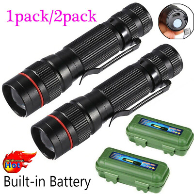#ad 1200000LM LED Flashlight Tactical Light Super Bright Torch USB Rechargeable Lamp $7.78
