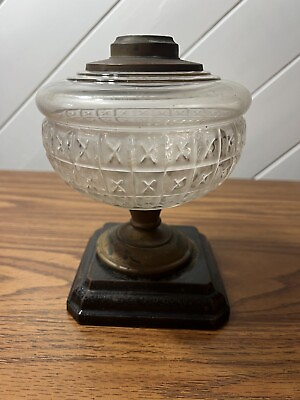 #ad Unusual Antique Oil Kerosene Lantern Lamp Glass With X Pattern Unknown Maker $79.99