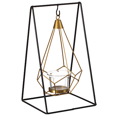 #ad Geometric Framed Swinging Votive Candle Holder Decorative Modern Hanging Lantern $44.83