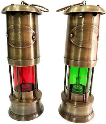 #ad Set of 2 Classic Brass Minor Lamp Ship lantern Light Oil Lantern Antique $64.17