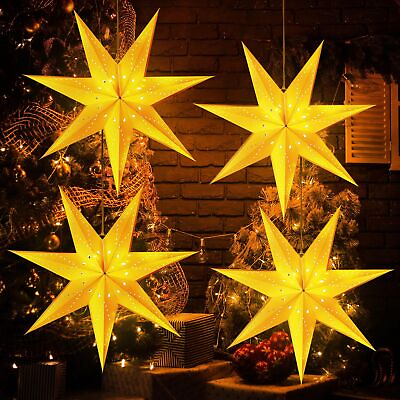 #ad 24 Inch Star Paper Lantern 8 Mode 50 LEDs Firework Fairy String Lights Ligh... $83.18
