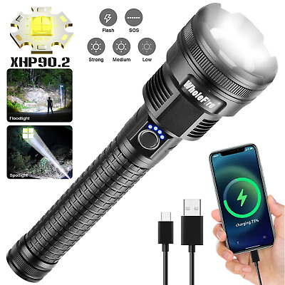 #ad #ad Powerful 5000000LM XHP90 LED Flashlight Super Bright Rechargeable Tactical Torch $34.99
