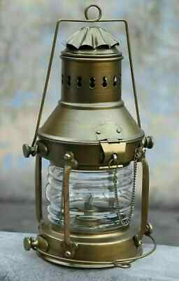 #ad Nautical Marine Brass Boat Light Hanging Oil Lamp Antique Ship Anchor Lantern $69.31