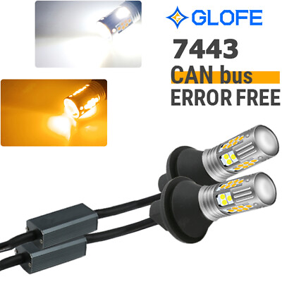 #ad 2X GLOFE 7443 7444 CK LED Front Turn Signal Parking DRL Light Bulbs White Amber $26.59