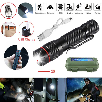 #ad 1500000LM LED Tactical Torch Portable Mini Lamp Box Flashlight USB Rechargeable $6.79