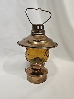 #ad VTG Copper And Brass 7 In Oil Lantern With Wick $22.50