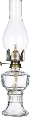 #ad Lantern 12.5#x27;#x27; Vintage Clear Glass Kerosene Lamp Chamber Oil Lamp for indoor $27.09
