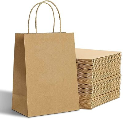 #ad Brown Paper Shopping Kraft Retail Gift Merchandise Bags With Handles Bulk $26.99