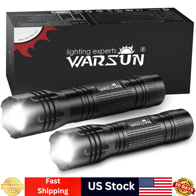 #ad 2 Pack LED Flashlights High Lumens Zoomable 5 Modes Heavy Duty for Outdoor Use $12.90