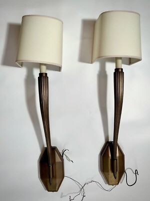 #ad 2 Wall sconces in bronze with natural paper shades $50.00