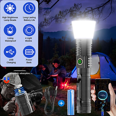 #ad Zoom Super Bright LED Flashlight Rechargeable USB Tactical Police 30W Torch Lamp $6.76