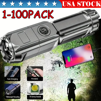 #ad Rechargeable 990000LM LED Flashlight Tactical Police Super Bright Torch Zoomable $369.66