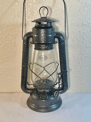#ad Vintage Dietz Junior No. 20 Metal amp; Glass Lantern Oil Lamp Hangable Antiqued $39.00