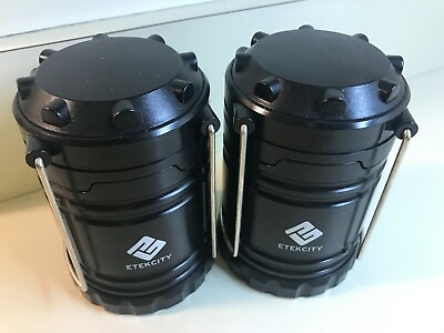 #ad Lot of 2 Etekcity Camping Lantern LED Battery Power Foldable Tested w Batteries $14.96