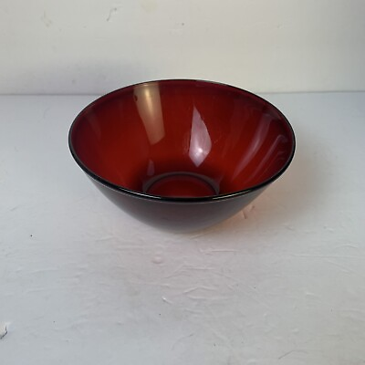 #ad Vintage Arcoroc Ruby Red Depression Bowl France 3” Deep By 7” Wide $24.90