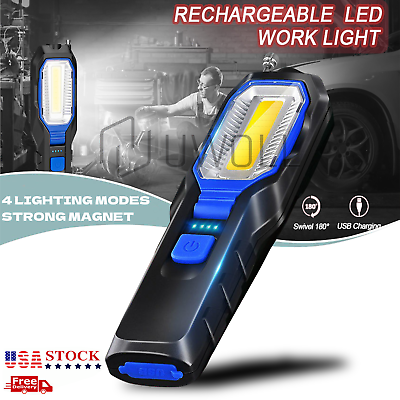 #ad LED Working Light Rechargeable COB Magnetic Flashlight with 4 Modes Bright Lamp $14.89