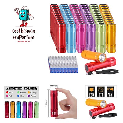 #ad 60 Pack Small Mini Flashlights for Kids Bulk with Batteries Cheap LED Flash L... $76.99