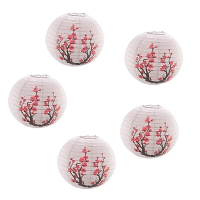 #ad 1X 12 Inch Japanese Chinese Lanterns Set of 5 Red Sakura 6990 AU $18.99