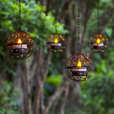 #ad #ad 4Pack Solar Hanging Lantern LED Tea Lights Yard Patio Garden Lamp Outdoor Decor $28.99