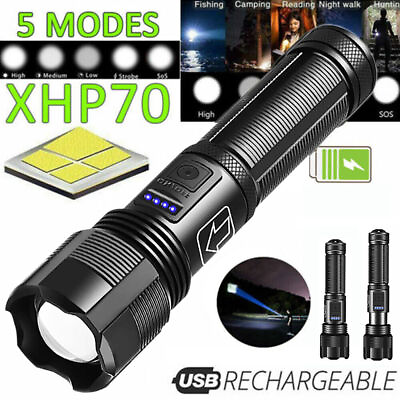 #ad 90000000 Lumens Super Bright LED Tactical Flashlight Rechargeable LED Work Torch $13.96