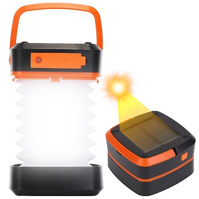 #ad Waterproof Solar Camping Lantern Collapsible LED Flashlight Lamp Rechargeable $14.92