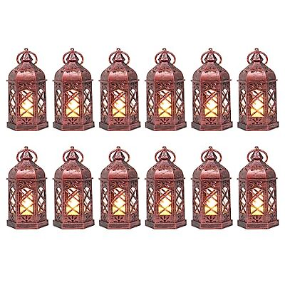 #ad 12PCS Mini Lantern with Flicker LED Candle Small Candle Lanterns Decorative $49.08