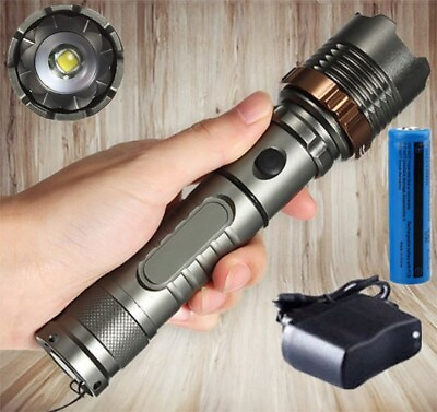 #ad 25000000lm Rechargeable LED Flashlight Tactical Police Super Bright Zoom Torch $11.98