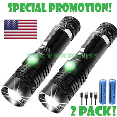 #ad Super Bright LED Tactical Flashlight Zoomable Rechargeable $8.99