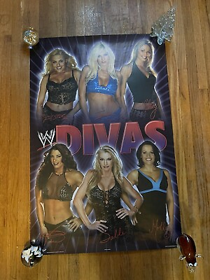 #ad WWE 2004 Divas Poster 34 X 22 WWF Victoria Sable Trish Stratus RARE LAST ONE $59.95