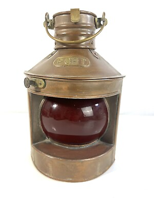 #ad Nautical Tung Woo Copper Oil Lantern Red Port Side Unused $124.99