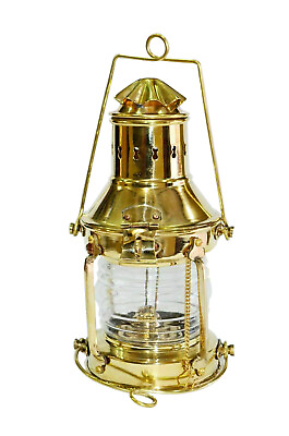 #ad Brass Designer Lantern Glass Table Oil Lamp Home Decoration 11 inch $61.75