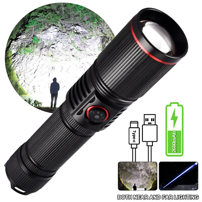 #ad #ad 30W White Laser Super Bright LED Flashlight 5 Modes Zoomable Torch Searchlight $15.63