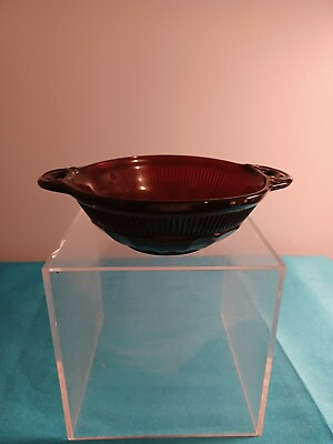 #ad Anchor Hocking Ruby Red Depression Glass Coronation Serving Bowl cranberry bowls $15.18