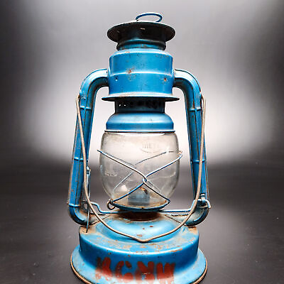 #ad Dietz Lantern Little Wizard No. 1 Blue Glass 12quot; Handle Good Look Nice $39.95