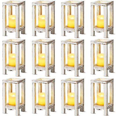 #ad Set of 24 Mini Wooden Candle Lantern Rustic Lantern Wedding Centerpiece Mini ... $55.55